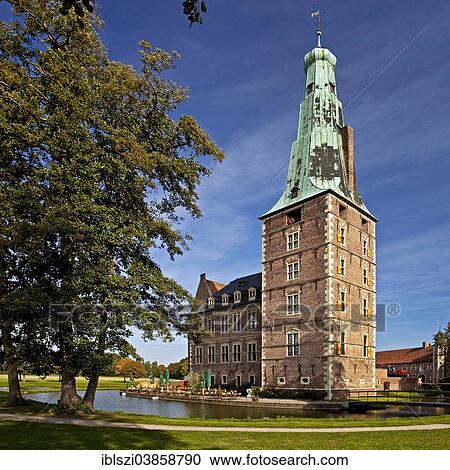 Stock Image - "Schloss Raesfeld Castle, moated castle, Raesfeld, Munsterland region, North Rhine-Westphalia, Germany, Europe". Fotosearch