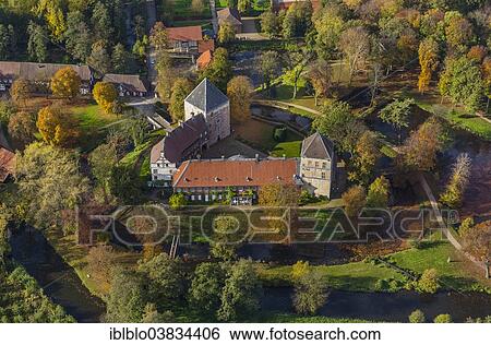 "Schloss Rheda Castle, Schlosspark Rheda Castle Gardens, red murky moat, Ems River, aerial view of Rheda-Wiedenbruck, Gutersloh district, Rheda, Rheda-Wiedenbruck, North Rhine-Westphalia, Germany, Europe" View Large Photo Image Stock Photograph - "Schloss Rheda Castle, Schlosspark Rheda Castle Gardens, red murky moat, Ems River, aerial view of Rheda-Wiedenbruck, Gutersloh district, Rheda, Rheda-Wiedenbruck, North Rhine-Westphalia, Germany, Europe". Fotosearch