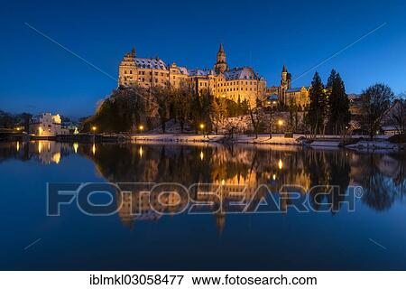 "Schloss Sigmaringen castle on the Danube River at the blue hour, Sigmaringen, Landkreis Sigmaringen, Baden-Wurttemberg, Germany, Europe" View Large Photo Image Stock Photo - "Schloss Sigmaringen castle on the Danube River at the blue hour, Sigmaringen, Landkreis Sigmaringen, Baden-Wurttemberg, Germany, Europe". Fotosearch