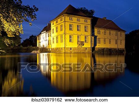 Stock Image - "Schloss Strunkede Castle, moated castle, Herne, Ruhr Area, North Rhine-Westphalia, Germany, Europe". Fotosearch