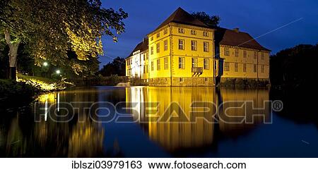 Stock Image - "Schloss Strunkede Castle, moated castle, Herne, Ruhr Area, North Rhine-Westphalia, Germany, Europe". Fotosearch