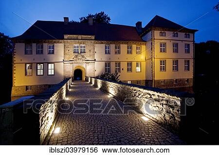 Stock Photograph - "Schloss Strunkede Castle, moated castle, Herne, Ruhr Area, North Rhine-Westphalia, Germany, Europe". Fotosearch