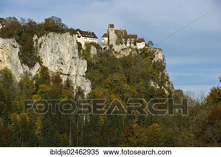 Stock Photography - "Schloss Werenwag Castle near Beuron, Upper Danube Valley, Swabian Alb, Baden-Wuerttemberg, Germany, Europe". Fotosearch