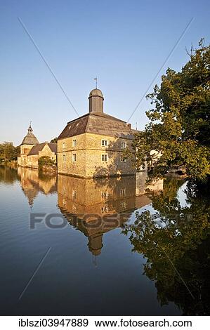 Stock Photo - "Schloss Westerwinkel, moated castle, Ascheberg, Munsterland, North Rhine-Westphalia, Germany, Europe". Fotosearch