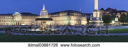 "Schlossplatz square with Neues Schloss Palace at night, Stuttgart, Baden-Wurttemberg, Germany, Europe" View Large Photo Image Stock Photograph - "Schlossplatz square with Neues Schloss Palace at night, Stuttgart, Baden-Wurttemberg, Germany, Europe". Fotosearch