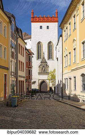Stock Image - "Schlosstrasse street with the Matthias Tower, Bautzen, Saxony, Germany, Europe". Fotosearch