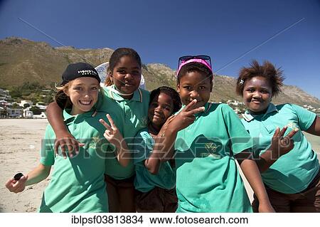 Picture - "Schoolchildren in Gordon's Bay, Western Cape, South Africa, Africa". Fotosearch