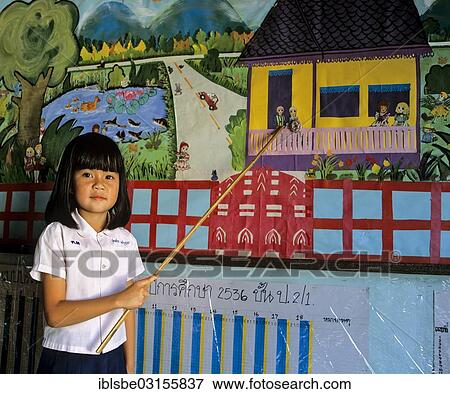 "Schoolgirl wearing traditional school clothes pointing with a stick on an image board, school, Chiang Rai Province, Northern Thailand, Thailand, Asia" View Large Photo Image Stock Photo - "Schoolgirl wearing traditional school clothes pointing with a stick on an image board, school, Chiang Rai Province, Northern Thailand, Thailand, Asia". Fotosearch