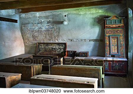 Stock Image - "Schoolroom in the Saxon fortified church of Prejmer, BraÈ™ov County, Transylvania, Romania, Europe". Fotosearch