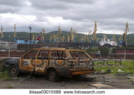 "Scrap car next to a railroad, Kola Peninsula, Kolsky District, Murmansk Oblast, Russia, Europe" View Large Photo Image Stock Photo - "Scrap car next to a railroad, Kola Peninsula, Kolsky District, Murmansk Oblast, Russia, Europe". Fotosearch