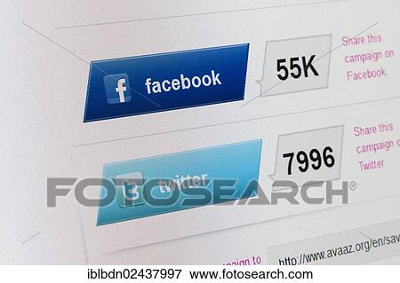 Stock Photo - Screenshot of the Twitter and Facebook tabs. Fotosearch