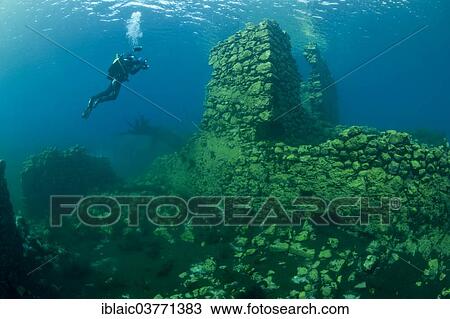 "Scuba diver in the lake Lago Capo d'Acqua, Capistrano, L'Aquila, Italy, Europe" View Large Photo Image Stock Image - "Scuba diver in the lake Lago Capo d'Acqua, Capistrano, L'Aquila, Italy, Europe". Fotosearch