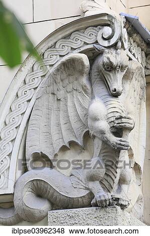 "Sculpture of a dragon, Art Nouveau facade of the house Alberta iela 8 or Albert Street 8, architect Mikhail Eisenstein, Riga, Latvia, Europe" View Large Photo Image Stock Photo - "Sculpture of a dragon, Art Nouveau facade of the house Alberta iela 8 or Albert Street 8, architect Mikhail Eisenstein, Riga, Latvia, Europe". Fotosearch