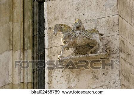 "Sculpture of a horse and rider, facade, St. Peter's Cathedral, Regensburg, Upper Palatinate, Bavaria, Germany, Europe" View Large Photo Image Stock Photo - "Sculpture of a horse and rider, facade, St. Peter's Cathedral, Regensburg, Upper Palatinate, Bavaria, Germany, Europe". Fotosearch