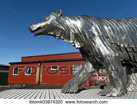 Stock Image - "Sculpture of a Polar Bear, Longyearbyen, Spitsbergen, Svalbard Archipelago, Svalbard and Jan Mayen, Norway, Europe". Fotosearch