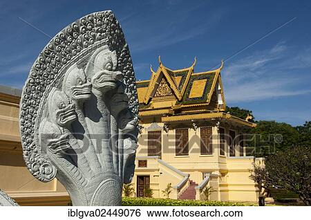 "Sculpture of a seven-headed Naga snake in front of the Royal Hor Samran Phirun pavilion on the grounds of the Royal Palace, Phnom Penh, Cambodia, Southeast Asia, Asia" View Large Photo Image Stock Photograph - "Sculpture of a seven-headed Naga snake in front of the Royal Hor Samran Phirun pavilion on the grounds of the Royal Palace, Phnom Penh, Cambodia, Southeast Asia, Asia". Fotosearch