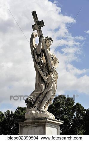 "Sculpture of an angel carrying a cross, Ponte Sant'Angelo, Rome, Italy, Europe" View Large Photo Image Picture - "Sculpture of an angel carrying a cross, Ponte Sant'Angelo, Rome, Italy, Europe". Fotosearch