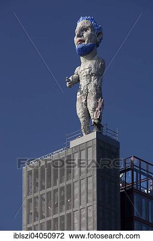 Stock Image - "Sculpture of Hercules, 18m, on the tower of the former Nordstern colliery, Gelsenkirchen, Ruhr Area, North Rhine-Westphalia, Germany, Europe". Fotosearch