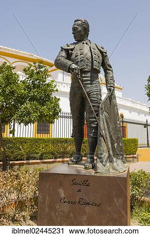 "Sculpture of toreador Curro Romero near Plaza de toros de la Real Maestranza de Caballeria de Sevilla, bullfighting ring, Paseo de Cristobal Colon, El Arenal, Seville, Sevilla, Andalusia, Spain, Europe" View Large Photo Image Stock Image - "Sculpture of toreador Curro Romero near Plaza de toros de la Real Maestranza de Caballeria de Sevilla, bullfighting ring, Paseo de Cristobal Colon, El Arenal, Seville, Sevilla, Andalusia, Spain, Europe". Fotosearch