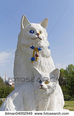 Stock Photo - "Sculpture of Van cats, Van, Van Province, Eastern Anatolia Region, Anatolia, Turkey, Asia". Fotosearch