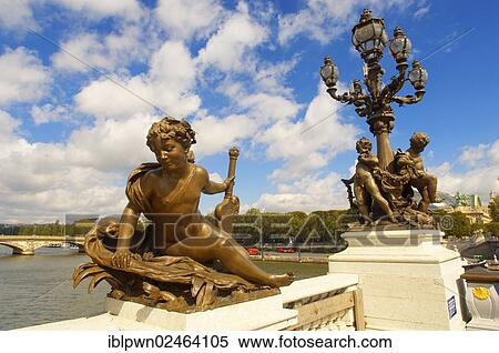Stock Photography - "Sculpture, Pont Alexandre III bridge, Paris, France, Europe". Fotosearch