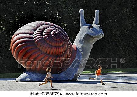 Picture - "Sculpture """"Sweet Brown Snail"""" by Jason Rhoades and Paul McCarthy, Deutsches Museum Verkehrszentrum, German Museum Transportation Centre, Munich, Upper Bavaria, Bavaria, Germany, Europe". Fotosearch