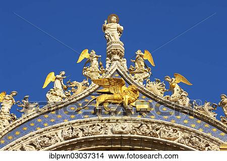 "Sculptures and Lion of St Mark on the front of St Mark's Basilica, Venice, Veneto, Italy, Europe" View Large Photo Image Picture - "Sculptures and Lion of St Mark on the front of St Mark's Basilica, Venice, Veneto, Italy, Europe". Fotosearch