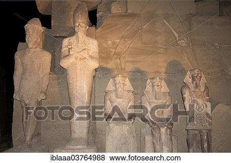 Stock Photo - "Sculptures of a Pharaoh, Karnak Temple Complex, UNESCO World Heritage site, Thebes, Luxor, Gouvernement al-Uqsur, Egypt, Africa". Fotosearch