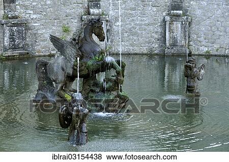 "Sculptures of Pegasus and winged nymphs in the Pegasus Fountain, Villa Lante, Bagnaia, Lazio, Italy, Europe" View Large Photo Image Stock Photo - "Sculptures of Pegasus and winged nymphs in the Pegasus Fountain, Villa Lante, Bagnaia, Lazio, Italy, Europe". Fotosearch