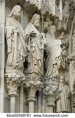 Stock Image - "Sculptures of saints on the portal, St. Peter's Cathedral, Regensburg, Upper Palatinate, Bavaria, Germany, Europe". Fotosearch
