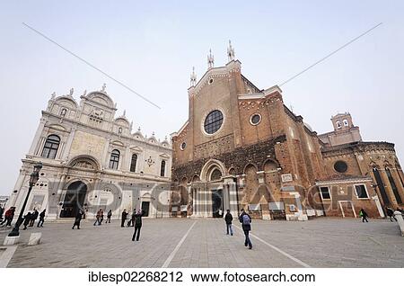 Stock Image - "Scuola Grande di San Marco and Church of Santi Giovanni e Paolo, Castello, Venice, Venezia, Veneto, Italy, Europe". Fotosearch