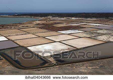 "Sea salt production, salt pans, Salinas de Janubio, Lanzarote, Canary Islands, Spain, Europe" View Large Photo Image Stock Photograph - "Sea salt production, salt pans, Salinas de Janubio, Lanzarote, Canary Islands, Spain, Europe". Fotosearch