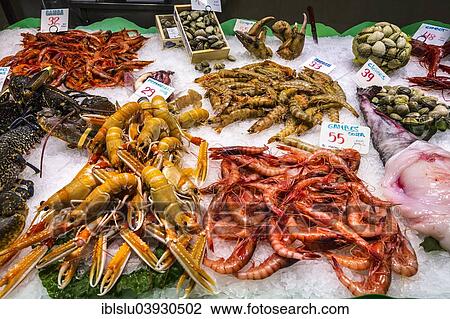 "Seafood on the market, Mercat de la Boqueria, Barcelona, ​​Barcelona province, Catalonia, Spain, Europe" View Large Photo Image Stock Image - "Seafood on the market, Mercat de la Boqueria, Barcelona, ​​Barcelona province, Catalonia, Spain, Europe". Fotosearch