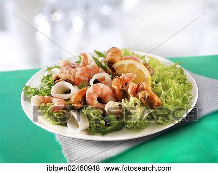 "Seafood salad of prawns, mussels and calamari" View Large Photo Image Stock Photo - "Seafood salad of prawns, mussels and calamari". Fotosearch