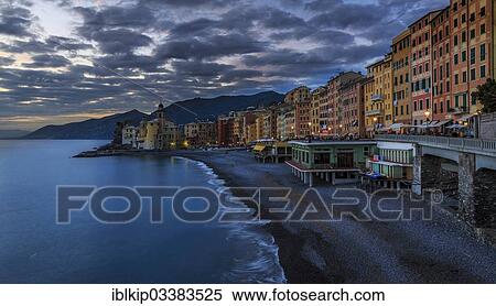 "Seaside of Camogli at dusk, Camogli, Italian Riviera, Liguria, Italy, Europe" View Large Photo Image Stock Photography - "Seaside of Camogli at dusk, Camogli, Italian Riviera, Liguria, Italy, Europe". Fotosearch