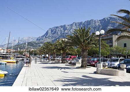 "Seaside promenade of Makarska, Makarska Riviera, Adriatic Coast, Dalmatia, Croatia, Europe" View Large Photo Image Stock Photo - "Seaside promenade of Makarska, Makarska Riviera, Adriatic Coast, Dalmatia, Croatia, Europe". Fotosearch