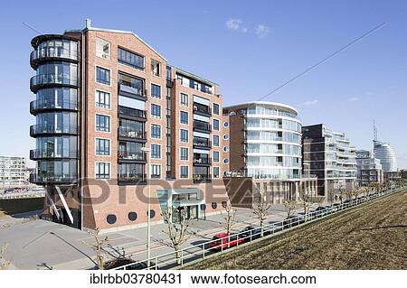 "Seaside Vision, Weser Loft and Weser Wave residential buildings, Quartier Lloyd Marina, development area at Neuen Hafen, Havenwelten, Bremerhaven, Bremen, Germany, Europe" View Large Photo Image Stock Image - "Seaside Vision, Weser Loft and Weser Wave residential buildings, Quartier Lloyd Marina, development area at Neuen Hafen, Havenwelten, Bremerhaven, Bremen, Germany, Europe". Fotosearch