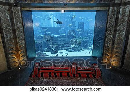 Seat in front of an aquarium in The Lost Chambers, a theme park based on the legend of Atlantis, Atlantis Hotel, The Palm Jumeirah, Dubai, United Arab Emirates, Middle East, Asia View Large Photo Image Stock Image - Seat in front of an aquarium in The Lost Chambers, a theme park based on the legend of Atlantis, Atlantis Hotel, The Palm Jumeirah, Dubai, United Arab Emirates, Middle East, Asia. Fotosearch