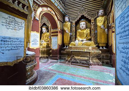 "Seated and standing Buddha statues, Mohnyin Thanboddhay or Thanbuddhei Pagoda or Paya, Monywa, Sagaing Division, Myanmar, Asia" View Large Photo Image Stock Photograph - "Seated and standing Buddha statues, Mohnyin Thanboddhay or Thanbuddhei Pagoda or Paya, Monywa, Sagaing Division, Myanmar, Asia". Fotosearch