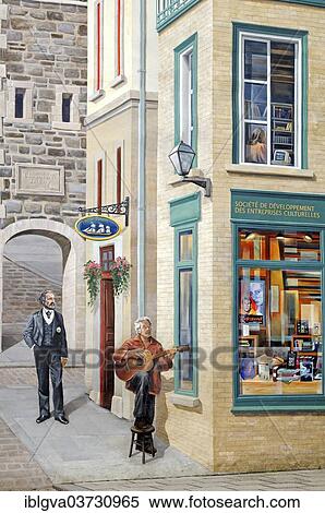 "Section of the mural """"Fresque des Quebecois"""", Maison Soumande, Quebec City, Quebec Province, Canada, North America" View Large Photo Image Stock Photography - "Section of the mural """"Fresque des Quebecois"""", Maison Soumande, Quebec City, Quebec Province, Canada, North America". Fotosearch