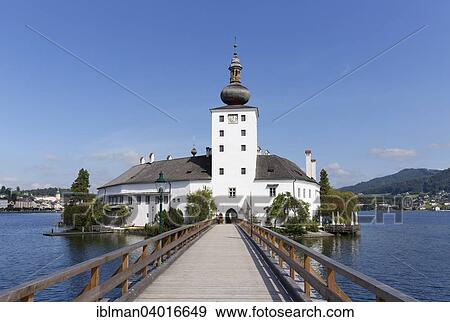Stock Photo - "Seeschloss Ort castle, Gmunden, Lake Traun, Salzkammergut, Traunviertel region, Upper Austria, Austria, Europe". Fotosearch