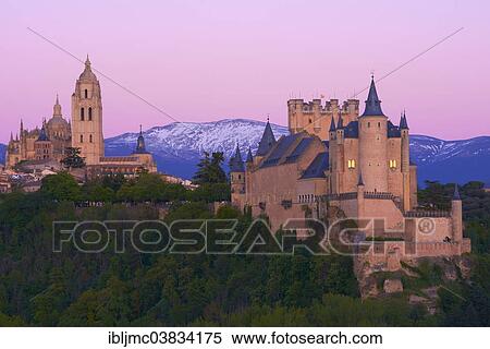 "Segovia Cathedral and Alcazar fortress, at sunset, Segovia, Castile and Leon, Spain, Europe" View Large Photo Image Stock Photography - "Segovia Cathedral and Alcazar fortress, at sunset, Segovia, Castile and Leon, Spain, Europe". Fotosearch