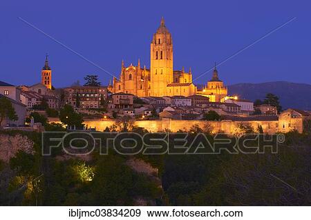 "Segovia Cathedral at dusk, Segovia, Castile and Leon, Spain, Europe" View Large Photo Image Stock Photo - "Segovia Cathedral at dusk, Segovia, Castile and Leon, Spain, Europe". Fotosearch
