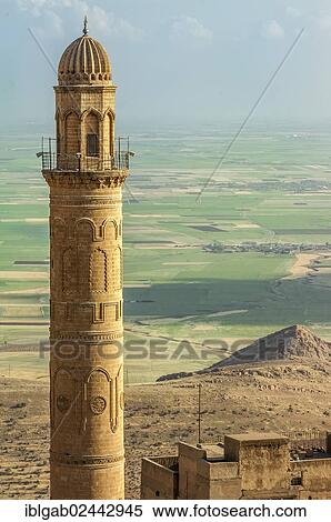 Stock Photography - "Sehidiye Mosque minaret, Mardin, Anatolia, Eastern Turkey". Fotosearch