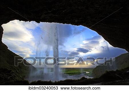 Stock Image - "Seljalandsfoss watefall, Seljalandsfoss, Southern Region, Iceland, Europe". Fotosearch
