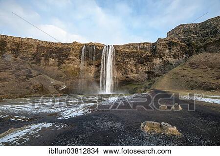 "Seljalandsfoss waterfall, Southern Region, Iceland, Europe" View Large Photo Image Picture - "Seljalandsfoss waterfall, Southern Region, Iceland, Europe". Fotosearch