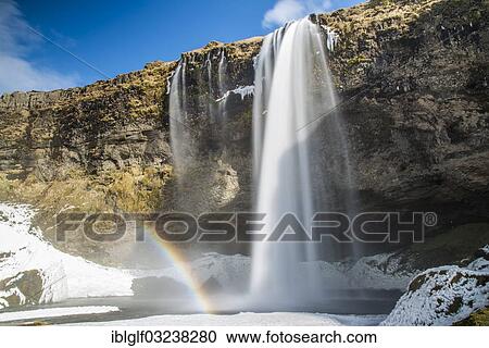 Stock Image - "Seljalandsfoss, waterfall, Thorsmork, Southern Region, Iceland, Europe". Fotosearch