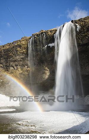 Stock Photo - "Seljalandsfoss, waterfall, Thorsmork, Southern Region, Iceland, Europe". Fotosearch