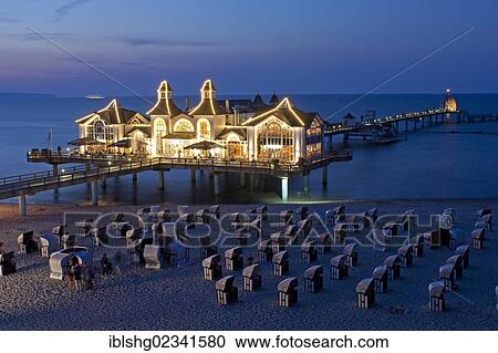 "Sellin sea bridge, pier, at dusk, Ruegen Island, Mecklenburg-Western Pomerania, Germany, Europe" View Large Photo Image Stock Image - "Sellin sea bridge, pier, at dusk, Ruegen Island, Mecklenburg-Western Pomerania, Germany, Europe". Fotosearch
