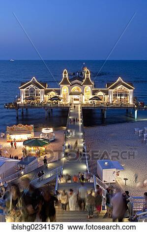"Sellin sea bridge, pier, at dusk, Ruegen Island, Mecklenburg-Western Pomerania, Germany, Europe" View Large Photo Image Stock Photo - "Sellin sea bridge, pier, at dusk, Ruegen Island, Mecklenburg-Western Pomerania, Germany, Europe". Fotosearch
